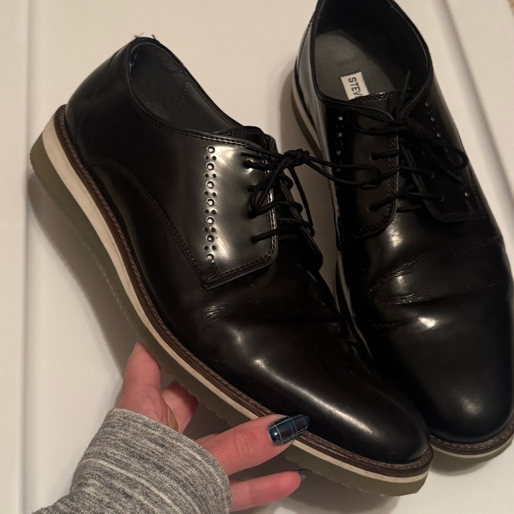 Men's Steve Madden Black Leather Dress Shoes